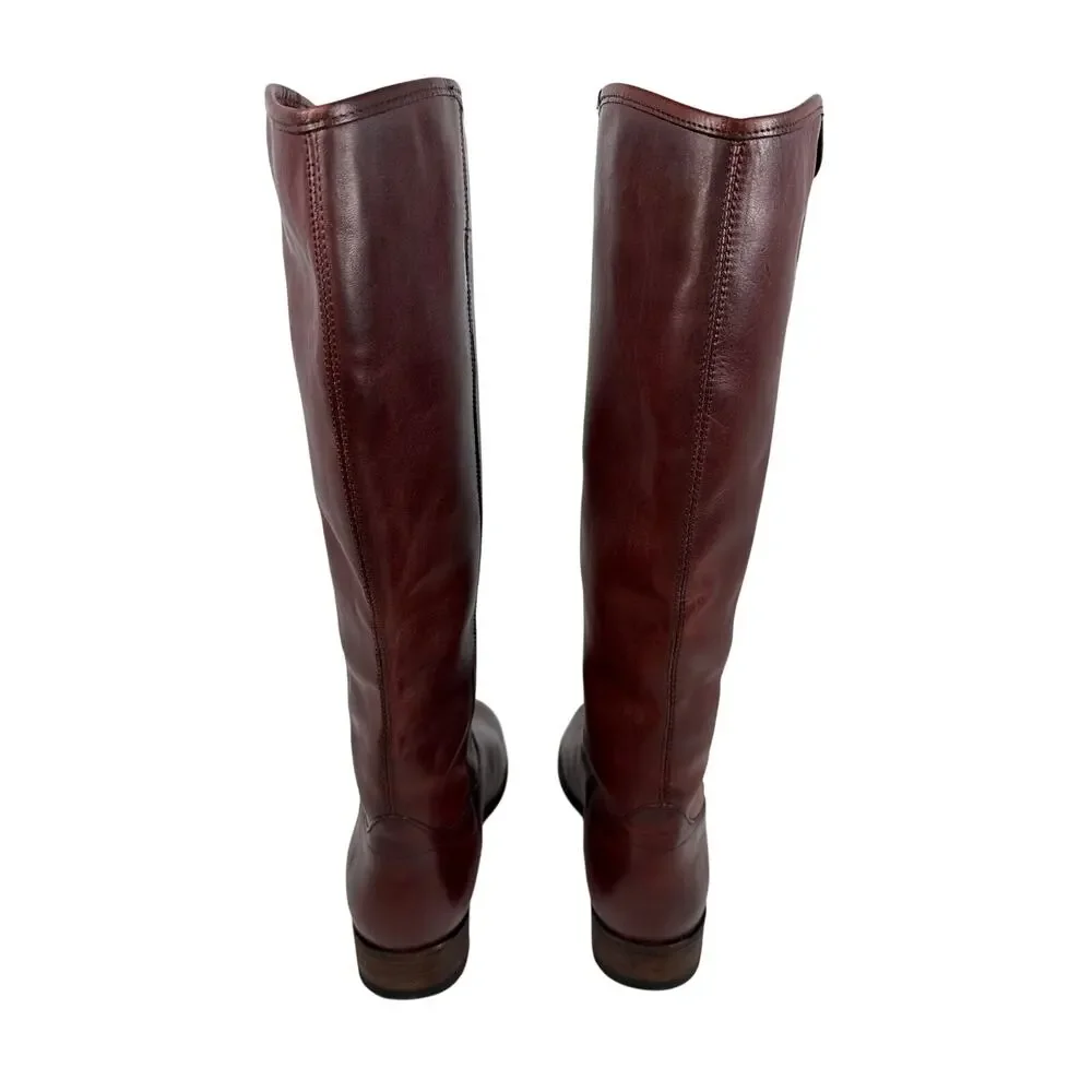 Frye Melissa ButtonTall Boots‎ Womens 8 Mahogany Vintage Leather Pull On